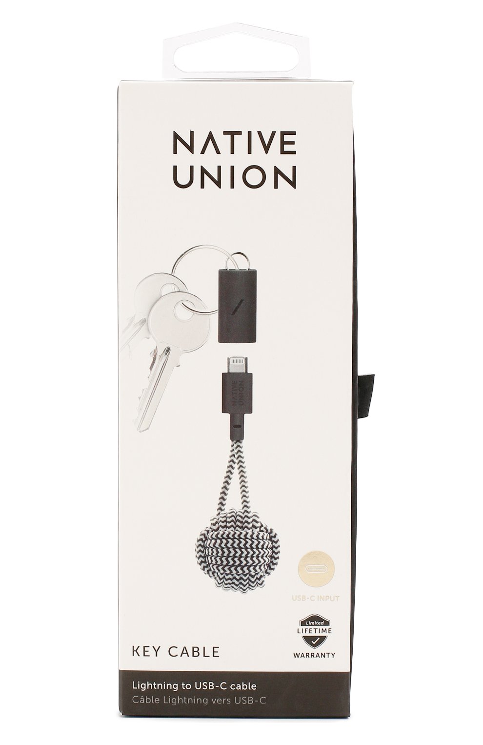Брелок с зарядным кабелем key cable NATIVE UNION черно-белого цвета, арт. KEY-KV-CL-ZEB | Фото 1 (Региональные ограничения белый список (Axapta Mercury): RU)