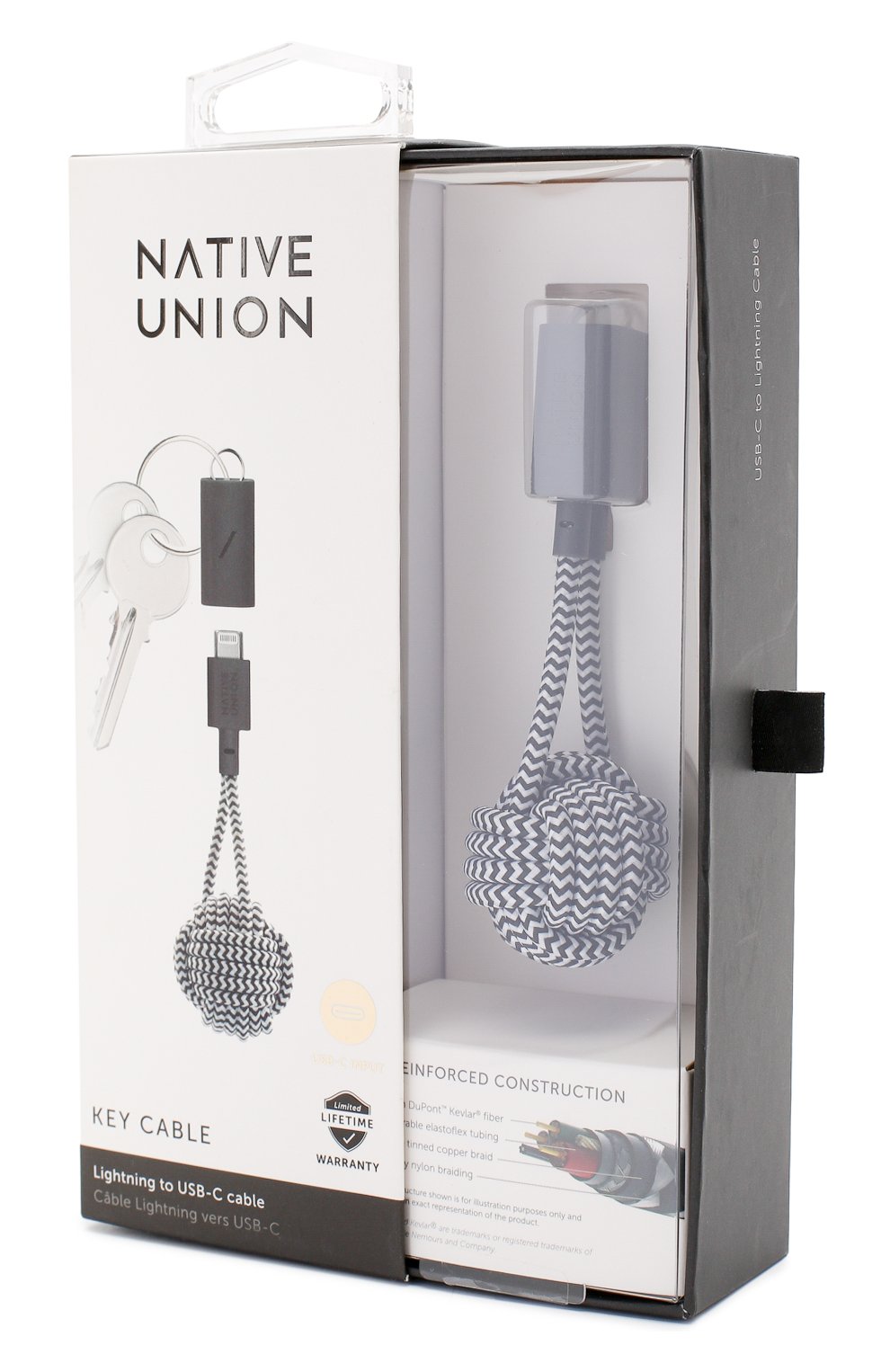 Брелок с зарядным кабелем key cable NATIVE UNION черно-белого цвета по цене 6290 руб., арт. KEY-KV-CL-ZEB | Фото 2 Брелок с зарядным кабелем key cable NATIVE UNION черно-белого цвета, арт. KEY-KV-CL-ZEB | Фото 2 (Региональные ограничения белый список (Axapta Mercury): RU)