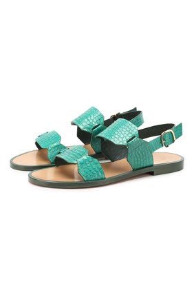 Женские сандалии из кожи аллигатора SANTONI бирюзового цвета по цене 56500 руб., арт. WHLK58736HI1TCXYV48/AMIS | Фото 1 Женские сандалии из кожи аллигатора SANTONI бирюзового цвета, арт. WHLK58736HI1TCXYV48/AMIS | Фото 1