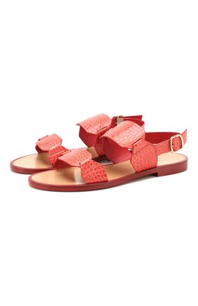Женские сандалии из кожи аллигатора SANTONI красного цвета по цене 56500 руб., арт. WHLK58736HI1TCXYR50/AMIS | Фото 1 Женские сандалии из кожи аллигатора SANTONI красного цвета, арт. WHLK58736HI1TCXYR50/AMIS | Фото 1