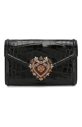Женская поясная сумка devotion из кожи аллигатора DOLCE & GABBANA черного цвета по цене 789000 руб., арт. BB6706/B2DF0/AMIS | Фото 1 Женская поясная сумка devotion из кожи аллигатора DOLCE & GABBANA черного цвета, арт. BB6706/B2DF0/AMIS | Фото 1