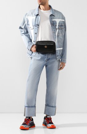 Мужская кожаная поясная сумка GUCCI черного цвета по цене 88500 руб., арт. 598080/1GZ0X | Фото 2 Мужская кожаная поясная сумка GUCCI черного цвета, арт. 598080/1GZ0X | Фото 2