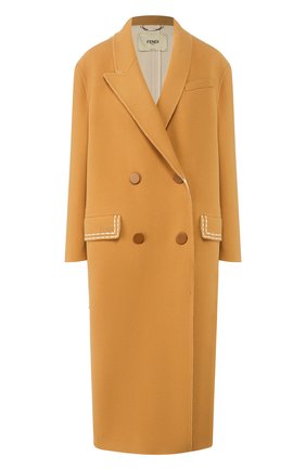 Женское шерстяное пальто FENDI желтого цвета по цене 249000 руб., арт. FF8717 A5G0 | Фото 1 Женское шерстяное пальто FENDI желтого цвета, арт. FF8717 A5G0 | Фото 1