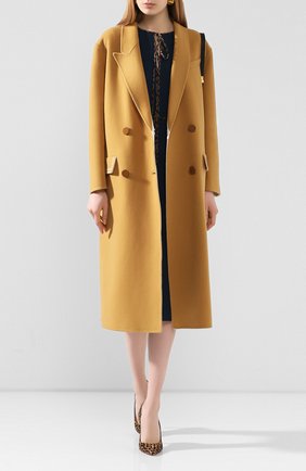 Женское шерстяное пальто FENDI желтого цвета по цене 249000 руб., арт. FF8717 A5G0 | Фото 2 Женское шерстяное пальто FENDI желтого цвета, арт. FF8717 A5G0 | Фото 2