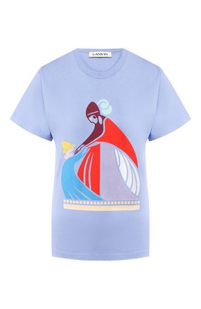 Женская хлопковая футболка LANVIN голубого цвета по цене 25800 руб., арт. RW-T0665J-JR24-E20 | Фото 1 Женская хлопковая футболка LANVIN голубого цвета, арт. RW-T0665J-JR24-E20 | Фото 1