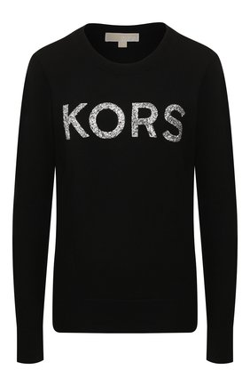 Женская хлопковый пуловер MICHAEL MICHAEL KORS черного цвета по цене 19950 руб., арт. MH96P4X4VE | Фото 1 Женская хлопковый пуловер MICHAEL MICHAEL KORS черного цвета, арт. MH96P4X4VE | Фото 1