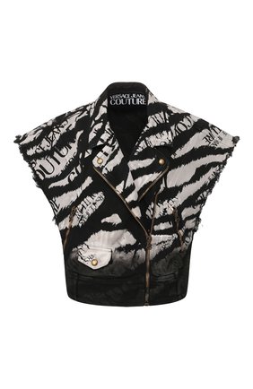 Женская джинсовая куртка VERSACE JEANS COUTURE черно-белого цвета по цене 59050 руб., арт. C0HVB92D-VDM402/HRC5X | Фото 1 Женская джинсовая куртка VERSACE JEANS COUTURE черно-белого цвета, арт. C0HVB92D-VDM402/HRC5X | Фото 1