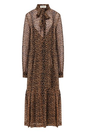Женское шелковое платье SAINT LAURENT леопардового цвета по цене 193000 руб., арт. 624549/Y372Q | Фото 1 Женское шелковое платье SAINT LAURENT леопардового цвета, арт. 624549/Y372Q | Фото 1
