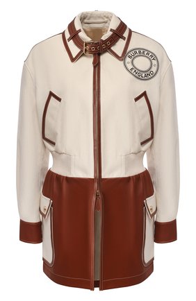 Женская куртка из смеси хлопка и кожи BURBERRY кремвого цвета по цене 249000 руб., арт. 4564444 | Фото 1 Женская куртка из смеси хлопка и кожи BURBERRY кремвого цвета, арт. 4564444 | Фото 1