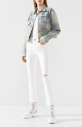 Женская джинсовая куртка AMIRI голубого цвета по цене 129500 руб., арт. Y0W04381DE | Фото 2 Женская джинсовая куртка AMIRI голубого цвета, арт. Y0W04381DE | Фото 2