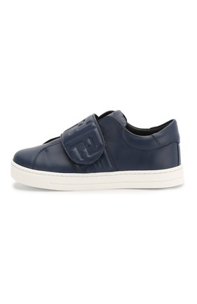 Детские кожаные кеды FENDI темно-синего цвета по цене 27300 руб., арт. JMR312/A9SW/27-31 | Фото 2 Детские кожаные кеды FENDI темно-синего цвета, арт. JMR312/A9SW/27-31 | Фото 2