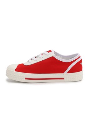 Детские кеды EMPORIO ARMANI красного цвета по цене 13050 руб., арт. XYX011/X0T29/28-34 | Фото 2 Детские кеды EMPORIO ARMANI красного цвета, арт. XYX011/X0T29/28-34 | Фото 2