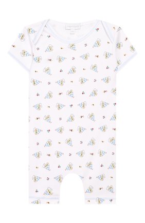 Детское хлопковый песочник MAGNOLIA BABY голубого цвета по цене 3670 руб., арт. 837-979P-LB | Фото 1 Детское хлопковый песочник MAGNOLIA BABY голубого цвета, арт. 837-979P-LB | Фото 1 (Рукава: Короткие; Материал внешний: Хлопок)