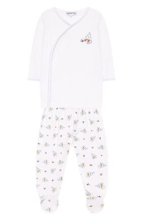 Детский комплект из распашонки и ползунков MAGNOLIA BABY голубого цвета по цене 3490 руб., арт. 837-734P-LB | Фото 1 Детский комплект из распашонки и ползунков MAGNOLIA BABY голубого цвета, арт. 837-734P-LB | Фото 1