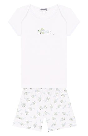 Детский хлопковая пижама MAGNOLIA BABY голубого цвета по цене 3450 руб., арт. 597-102P-LB | Фото 1 Детский хлопковая пижама MAGNOLIA BABY голубого цвета, арт. 597-102P-LB | Фото 1 (Материал внешний: Хлопок; Рукава: Короткие)