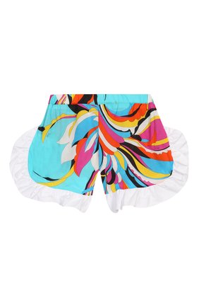 Детские хлопковые шорты EMILIO PUCCI бирюзового цвета по цене 15950 руб., арт. 9M6059/MC720/10-14 | Фото 2 Детские хлопковые шорты EMILIO PUCCI бирюзового цвета, арт. 9M6059/MC720/10-14 | Фото 2