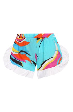 Детские хлопковые шорты EMILIO PUCCI бирюзового цвета по цене 14850 руб., арт. 9M6059/MC720/5-8 | Фото 2 Детские хлопковые шорты EMILIO PUCCI бирюзового цвета, арт. 9M6059/MC720/5-8 | Фото 2