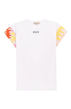 Детская хлопковая футболка EMILIO PUCCI белого цвета по цене 11700 руб., арт. 9M8022/MX170/10-14 | Фото 1 Детская хлопковая футболка EMILIO PUCCI белого цвета, арт. 9M8022/MX170/10-14 | Фото 1