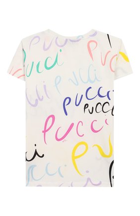 Детская хлопковая футболка EMILIO PUCCI белого цвета по цене 12800 руб., арт. 9M8051/MC780/10-14 | Фото 2 Детская хлопковая футболка EMILIO PUCCI белого цвета, арт. 9M8051/MC780/10-14 | Фото 2