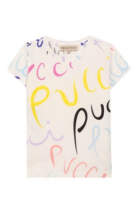 Детская хлопковая футболка EMILIO PUCCI белого цвета по цене 8460 руб., арт. 9M8051/MC780/1-4 | Фото 1 Детская хлопковая футболка EMILIO PUCCI белого цвета, арт. 9M8051/MC780/1-4 | Фото 1