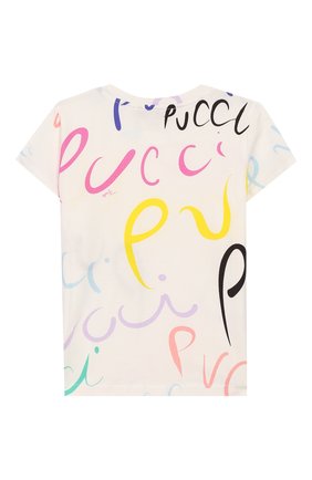 Детская хлопковая футболка EMILIO PUCCI белого цвета по цене 8460 руб., арт. 9M8051/MC780/1-4 | Фото 2 Детская хлопковая футболка EMILIO PUCCI белого цвета, арт. 9M8051/MC780/1-4 | Фото 2