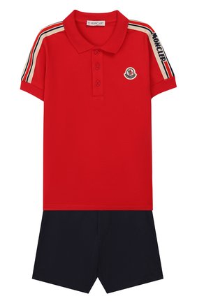 Детский комплект из поло и шорт MONCLER красного цвета по цене 11650 руб., арт. F1-951-8M706-20-8496F | Фото 1 Детский комплект из поло и шорт MONCLER красного цвета, арт. F1-951-8M706-20-8496F | Фото 1