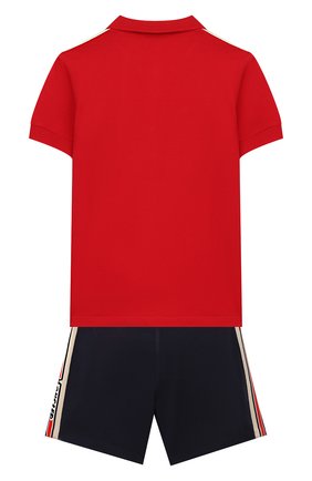 Детский комплект из поло и шорт MONCLER красного цвета по цене 11650 руб., арт. F1-951-8M706-20-8496F | Фото 2 Детский комплект из поло и шорт MONCLER красного цвета, арт. F1-951-8M706-20-8496F | Фото 2