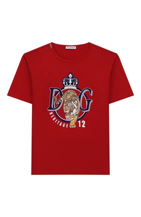 Детская хлопковая футболка DOLCE & GABBANA красного цвета по цене 10450 руб., арт. L4JTAU/G7VZV/2-6 | Фото 1 Детская хлопковая футболка DOLCE & GABBANA красного цвета, арт. L4JTAU/G7VZV/2-6 | Фото 1