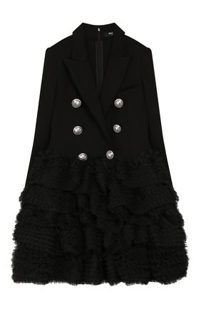 Детское платье BALMAIN черного цвета по цене 88800 руб., арт. 6M1110/MB010/12-16 | Фото 1 Детское платье BALMAIN черного цвета, арт. 6M1110/MB010/12-16 | Фото 1