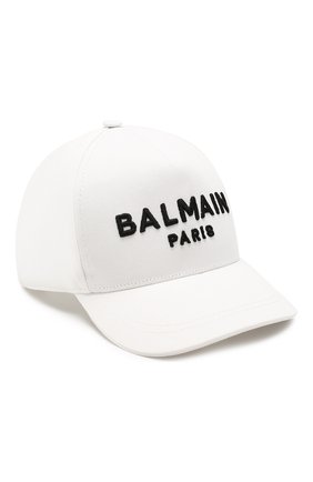 Детская хлопковая бейсболка BALMAIN белого цвета по цене 10600 руб., арт. 6M0787/MX560 | Фото 1 Детская хлопковая бейсболка BALMAIN белого цвета, арт. 6M0787/MX560 | Фото 1