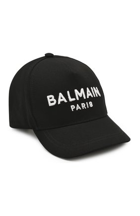 Детская хлопковая бейсболка BALMAIN черного цвета по цене 10600 руб., арт. 6M0787/MX560 | Фото 1 Детская хлопковая бейсболка BALMAIN черного цвета, арт. 6M0787/MX560 | Фото 1