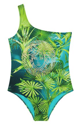 Детского слитный купальник VERSACE зеленого цвета по цене 17250 руб., арт. YC000396/A234851/8A-14A | Фото 1 Детского слитный купальник VERSACE зеленого цвета, арт. YC000396/A234851/8A-14A | Фото 1 (Материал внешний: Синтетический материал; Девочки Кросс-КТ: Купальники-пляж)