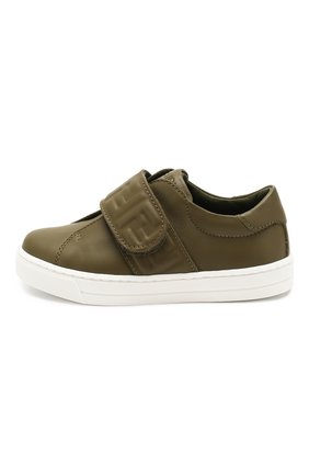 Детские кожаные кеды FENDI хаки цвета по цене 23250 руб., арт. JMR312/A9SW/20-26 | Фото 2 Детские кожаные кеды FENDI хаки цвета, арт. JMR312/A9SW/20-26 | Фото 2