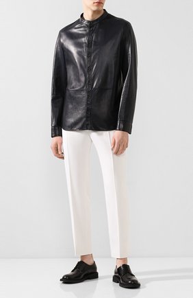 Мужская кожаная рубашка GIORGIO ARMANI синего цвета по цене 310500 руб., арт. 5SC01P/5SP24 | Фото 2 Мужская кожаная рубашка GIORGIO ARMANI синего цвета, арт. 5SC01P/5SP24 | Фото 2