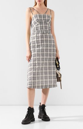 Женское платье с поясом ALEXACHUNG светло-серого цвета по цене 29950 руб., арт. DR10-C0308 | Фото 2 Женское платье с поясом ALEXACHUNG светло-серого цвета, арт. DR10-C0308 | Фото 2