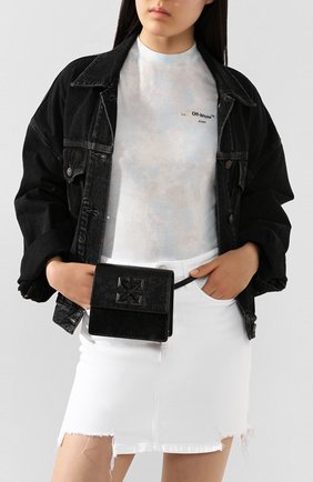 Женская поясная сумка 0.7 jitney OFF-WHITE темно-серого цвета по цене 57000 руб., арт. 0WNA093T20LEA0031008 | Фото 2 Женская поясная сумка 0.7 jitney OFF-WHITE темно-серого цвета, арт. 0WNA093T20LEA0031008 | Фото 2