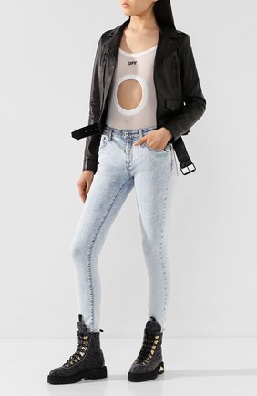 Женская кожаная куртка OFF-WHITE черного цвета по цене 176000 руб., арт. 0WJG002T20LEA0011076 | Фото 2 Женская кожаная куртка OFF-WHITE черного цвета, арт. 0WJG002T20LEA0011076 | Фото 2
