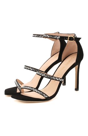 Женские замшевые босоножки STUART WEITZMAN черного цвета по цене 45350 руб., арт. S6155 | Фото 1 Женские замшевые босоножки STUART WEITZMAN черного цвета, арт. S6155 | Фото 1