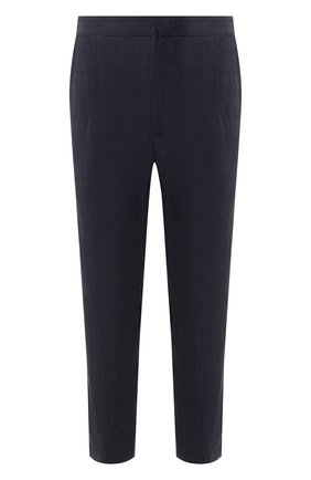 Мужские брюки GIORGIO ARMANI темно-синего цвета, арт. 0SGPP0B6/T01G0 | Фото 1 (Материал внешний: Купро, Растительное волокно; Случай: Повседневный)