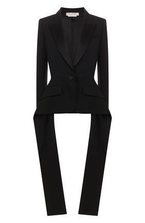 Женский жакет из смеси шерсти и шелка ALEXANDER MCQUEEN черного цвета по цене 236000 руб., арт. 612810/QJAAA | Фото 1 Женский жакет из смеси шерсти и шелка ALEXANDER MCQUEEN черного цвета, арт. 612810/QJAAA | Фото 1