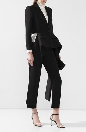 Женский жакет из смеси шерсти и шелка ALEXANDER MCQUEEN черного цвета по цене 236000 руб., арт. 612810/QJAAA | Фото 2 Женский жакет из смеси шерсти и шелка ALEXANDER MCQUEEN черного цвета, арт. 612810/QJAAA | Фото 2