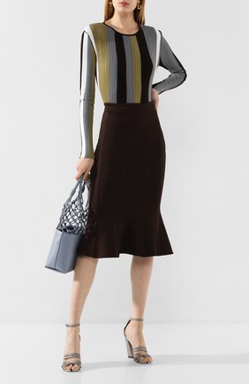 Женская юбка из вискозы MARNI темно-коричневого цвета, арт. G0JE0266A0/TV747 | Фото 2 (Длина Ж (юбки, платья, шорты): Миди; Женское Кросс-КТ: Юбка-одежда, Юбка-карандаш; Материал внешний: Вискоза)