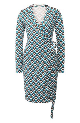 Женское шелковое платье DIANE VON FURSTENBERG бирюзового цвета по цене 51450 руб., арт. 14069DVF | Фото 1 Женское шелковое платье DIANE VON FURSTENBERG бирюзового цвета, арт. 14069DVF | Фото 1