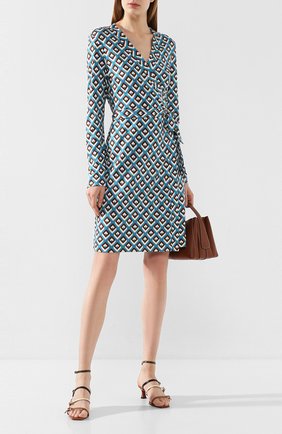 Женское шелковое платье DIANE VON FURSTENBERG бирюзового цвета по цене 51450 руб., арт. 14069DVF | Фото 2 Женское шелковое платье DIANE VON FURSTENBERG бирюзового цвета, арт. 14069DVF | Фото 2