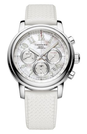 Женские часы mille miglia chronograph CHOPARD перламутрового цвета по цене 422650 руб., арт. 168511-3018 | Фото 1 Женские часы mille miglia chronograph CHOPARD перламутрового цвета, арт. 168511-3018 | Фото 1