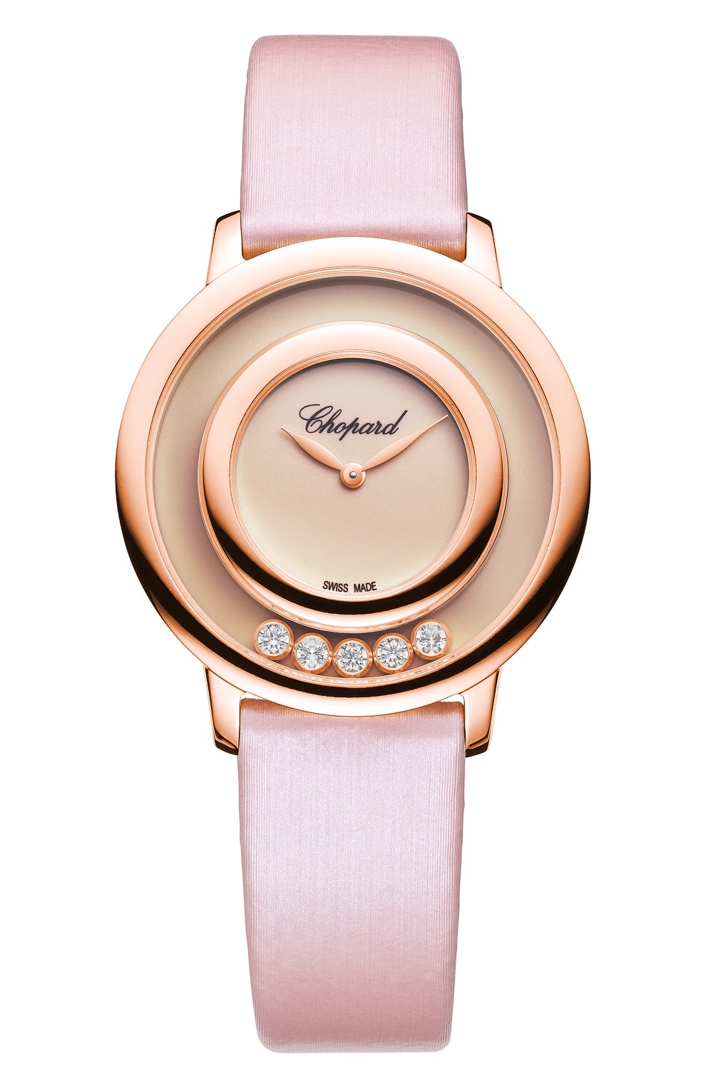 Женские часы happy diamonds icons round rose CHOPARD розового цвета, арт. 209429-5106 | Фото 1