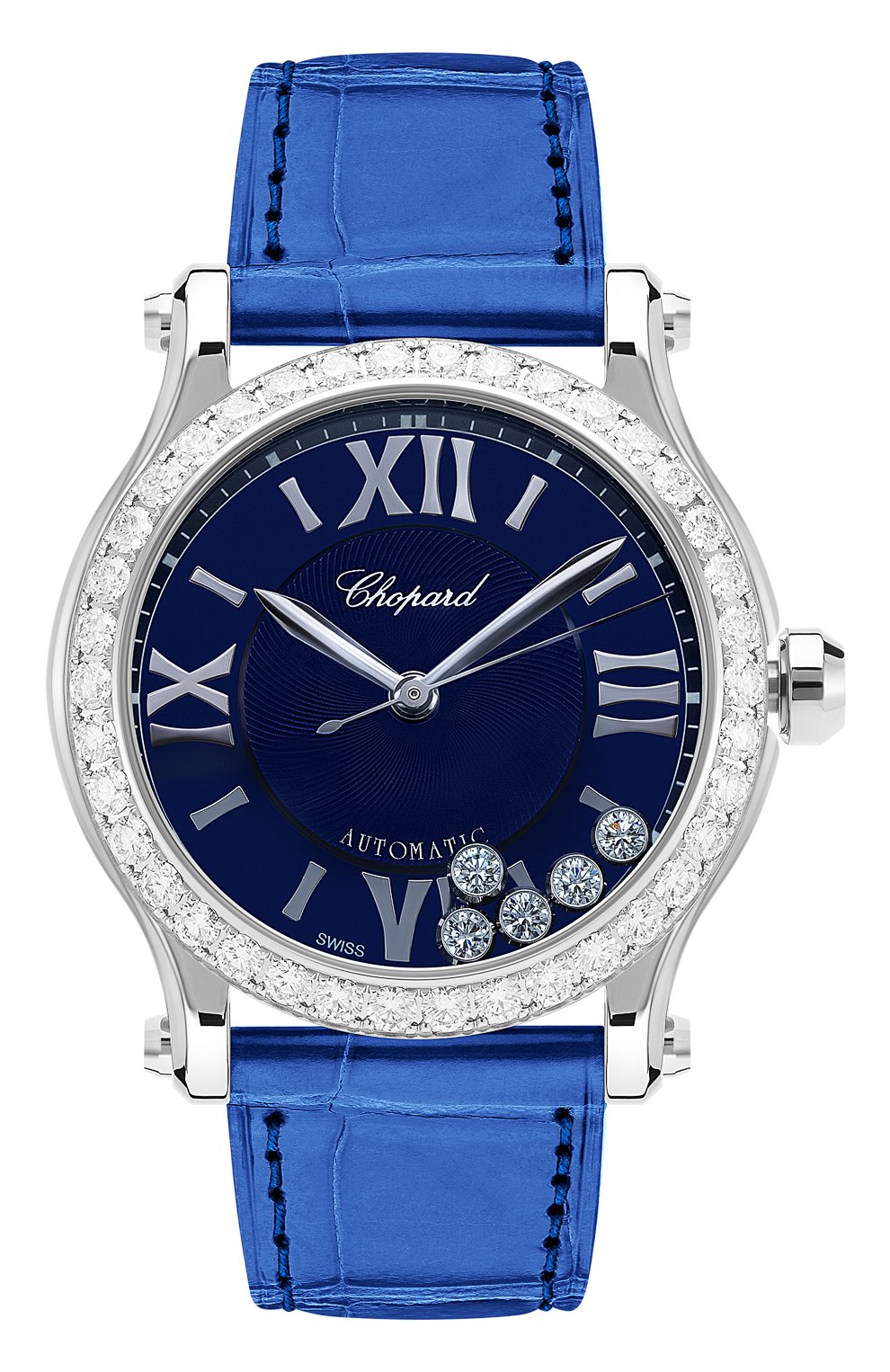 Женские часы happy sport steel diamond CHOPARD синего цвета, арт. 278573-3008 | Фото 1