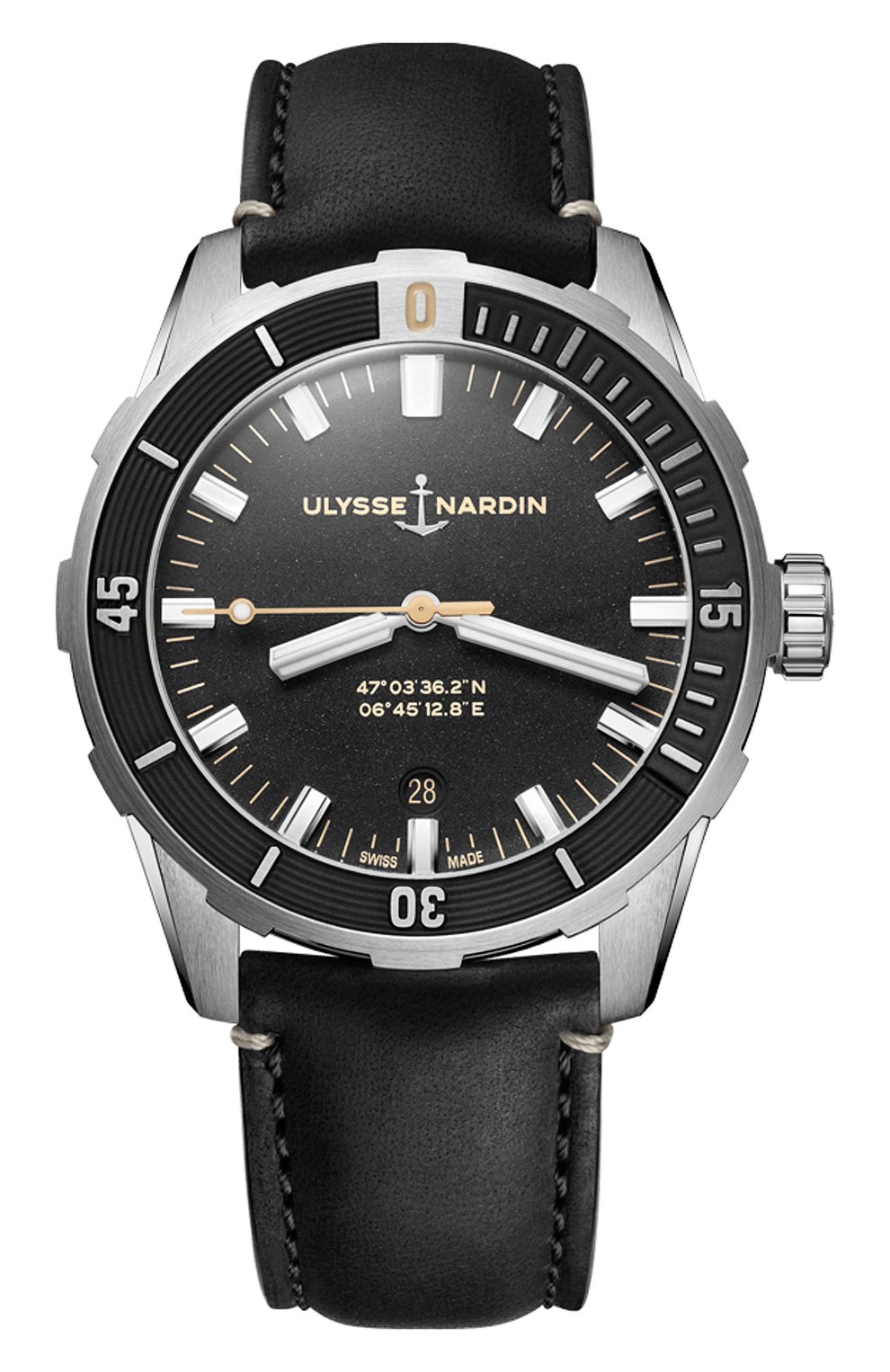 Мужские часы diver 42 mm ULYSSE NARDIN черного цвета, арт. 8163-175/92 | Фото 1