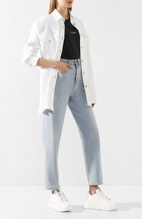 Женская хлопковая футболка ACNE STUDIOS черного цвета по цене 14800 руб., арт. AL0135/W | Фото 2 Женская хлопковая футболка ACNE STUDIOS черного цвета, арт. AL0135/W | Фото 2