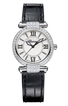 Женские часы imperiale CHOPARD бесцветного цвета, арт. 384238-1001 | Фото 1 (Материал корпуса: Белое золото; Цвет циферблата: Перламутровый; Механизм: Кварц)